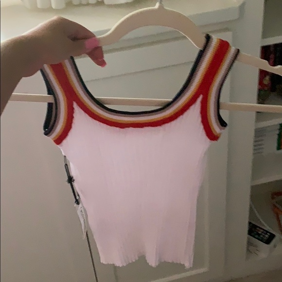White tank with rainbow stripe - Picture 2 of 2